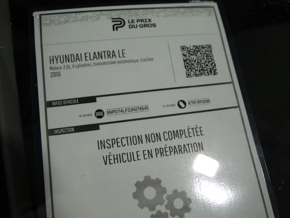 Hyundai Elantra LE 2018 d’occasion à vendre - 1